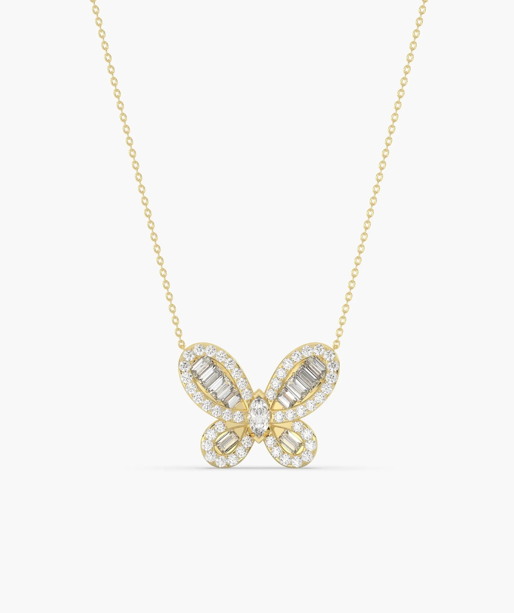 14K Gold Butterfly Diamond Pendant