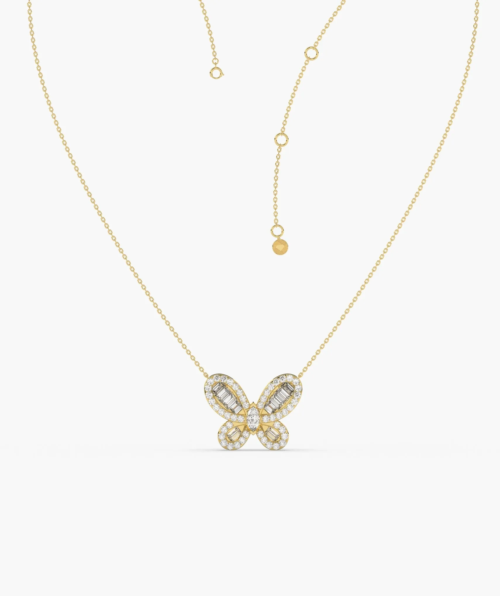 14K Gold Butterfly Diamond Pendant