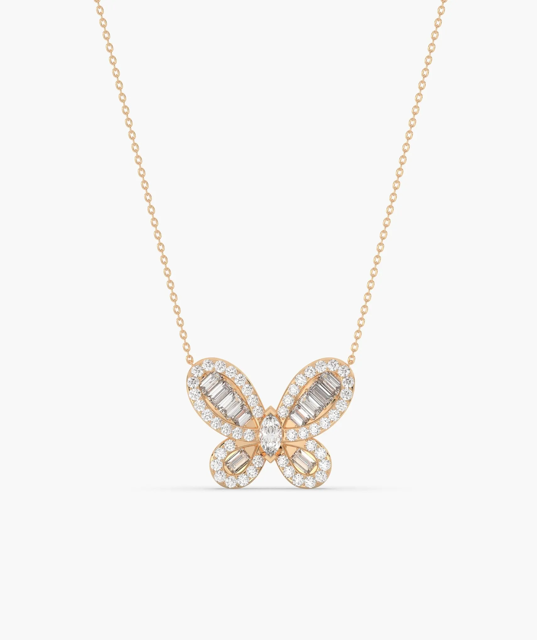 14K Gold Butterfly Diamond Pendant
