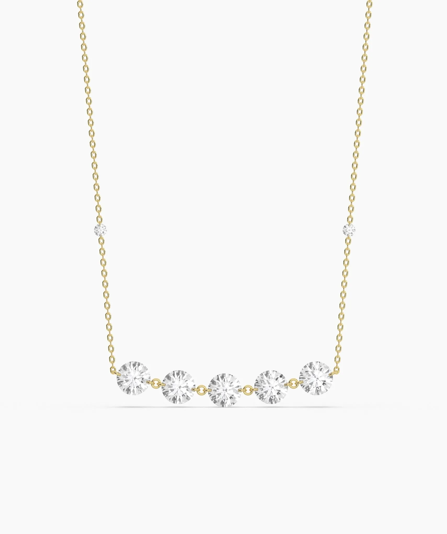 14K Gold Diamond Bar Necklace