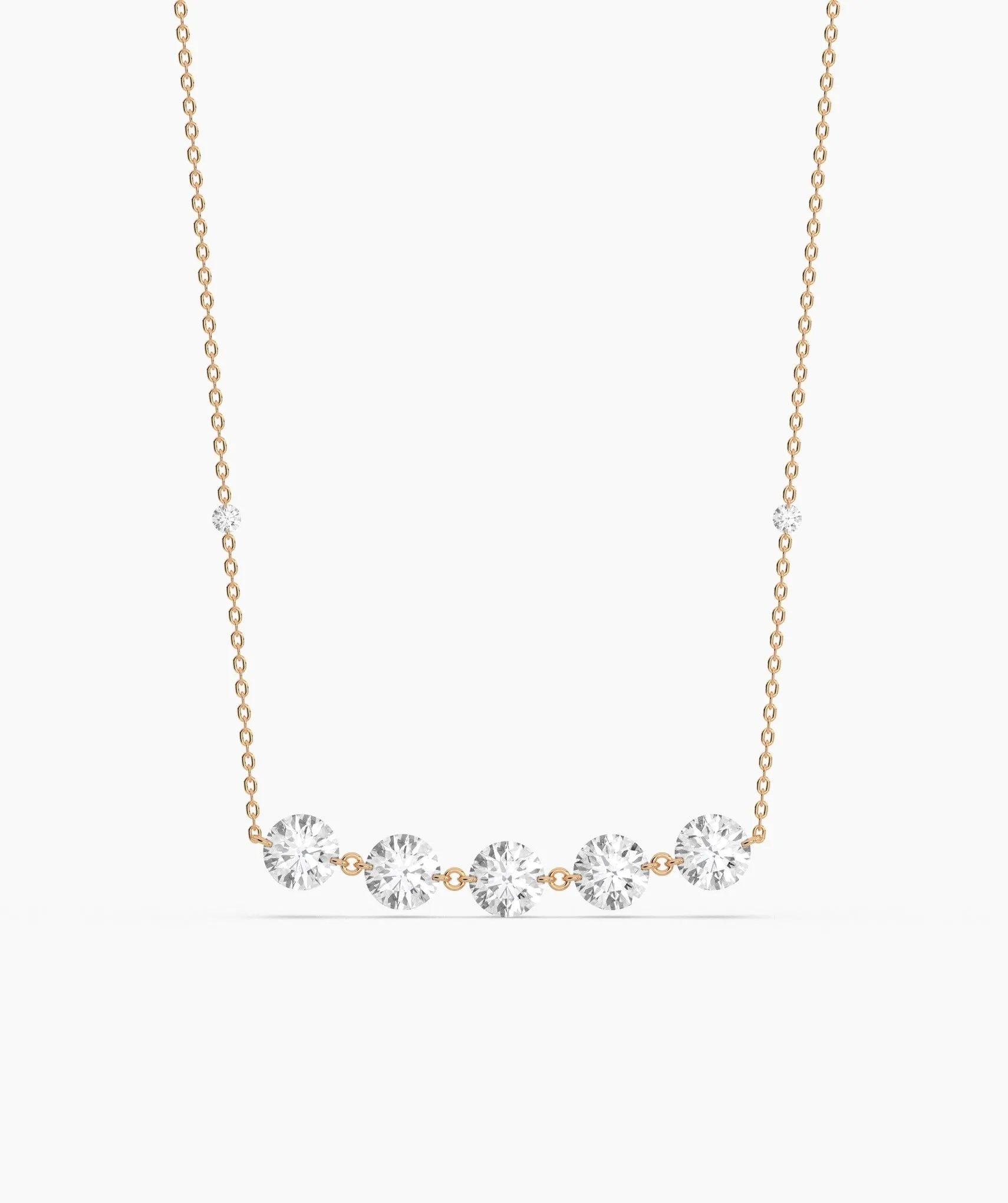 14K Gold Diamond Bar Necklace