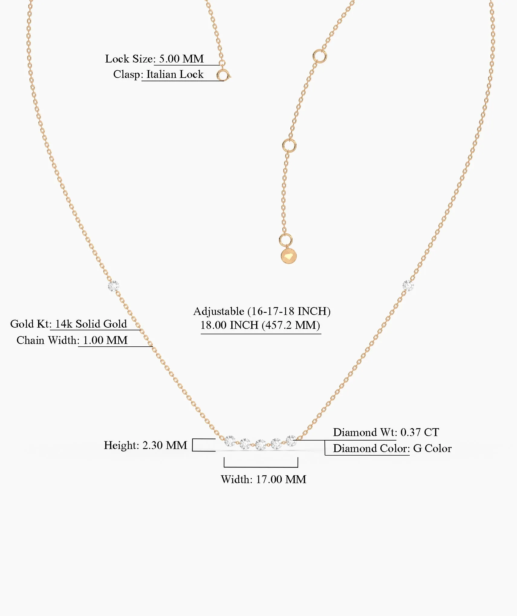14K Gold Diamond Bar Necklace