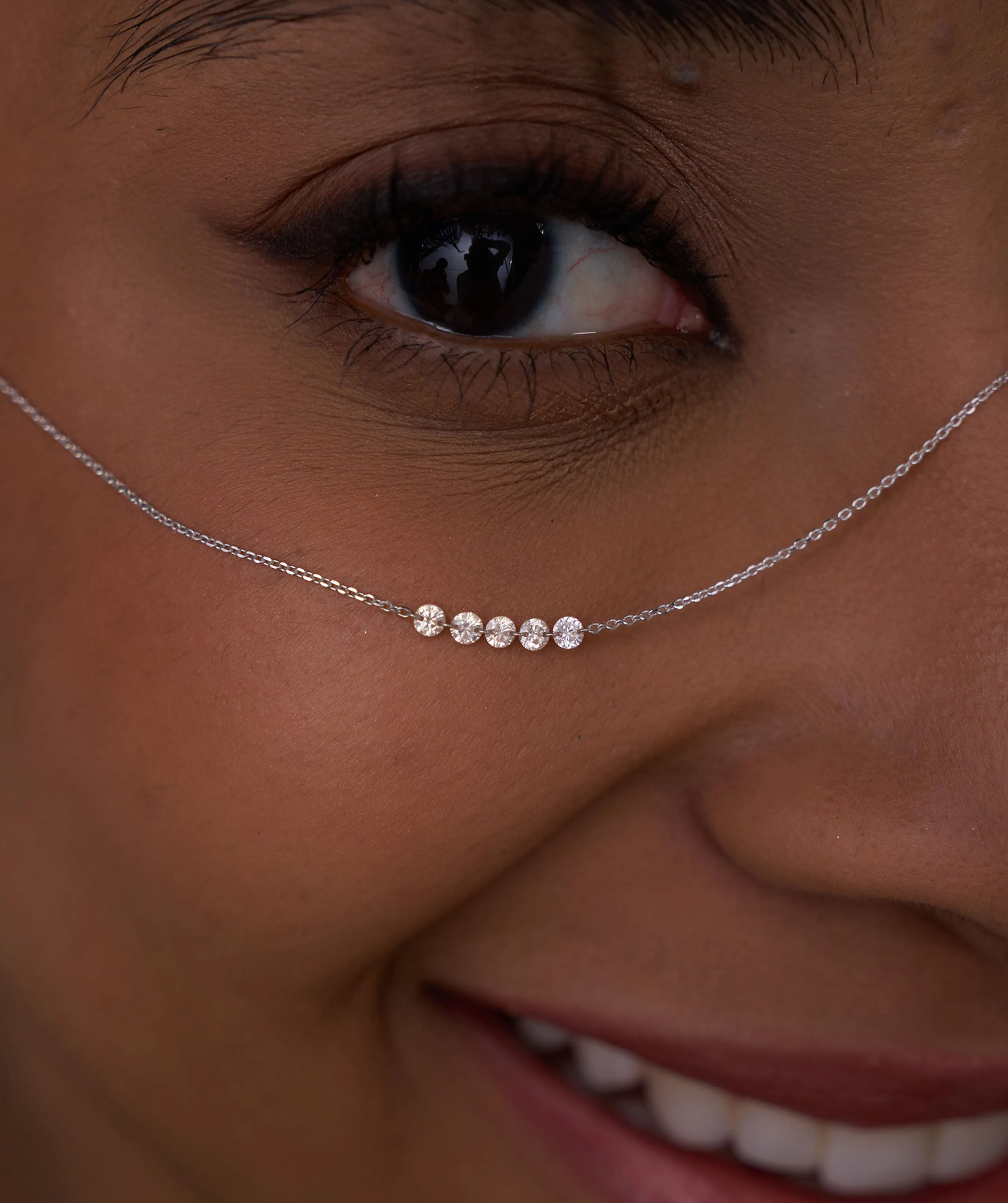14K Gold Diamond Bar Necklace
