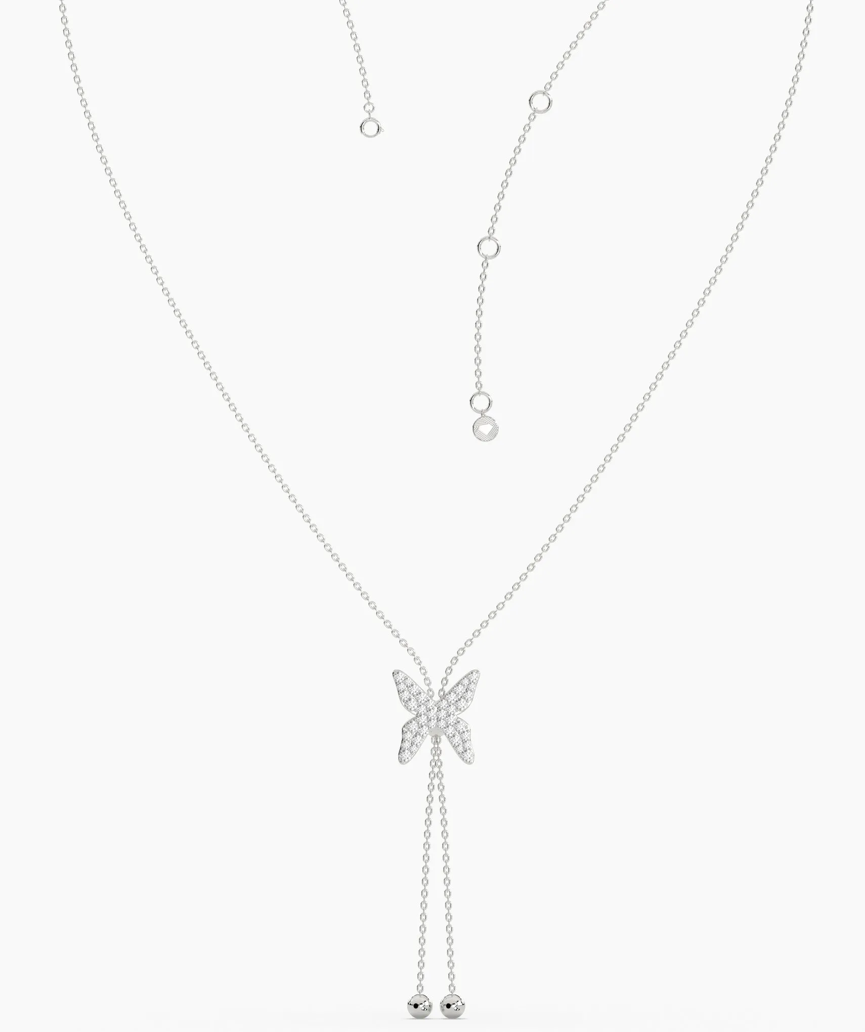 14K Gold Diamond Butterfly Lariat Necklace