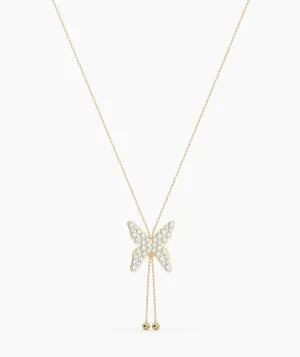 14K Gold Diamond Butterfly Lariat Necklace