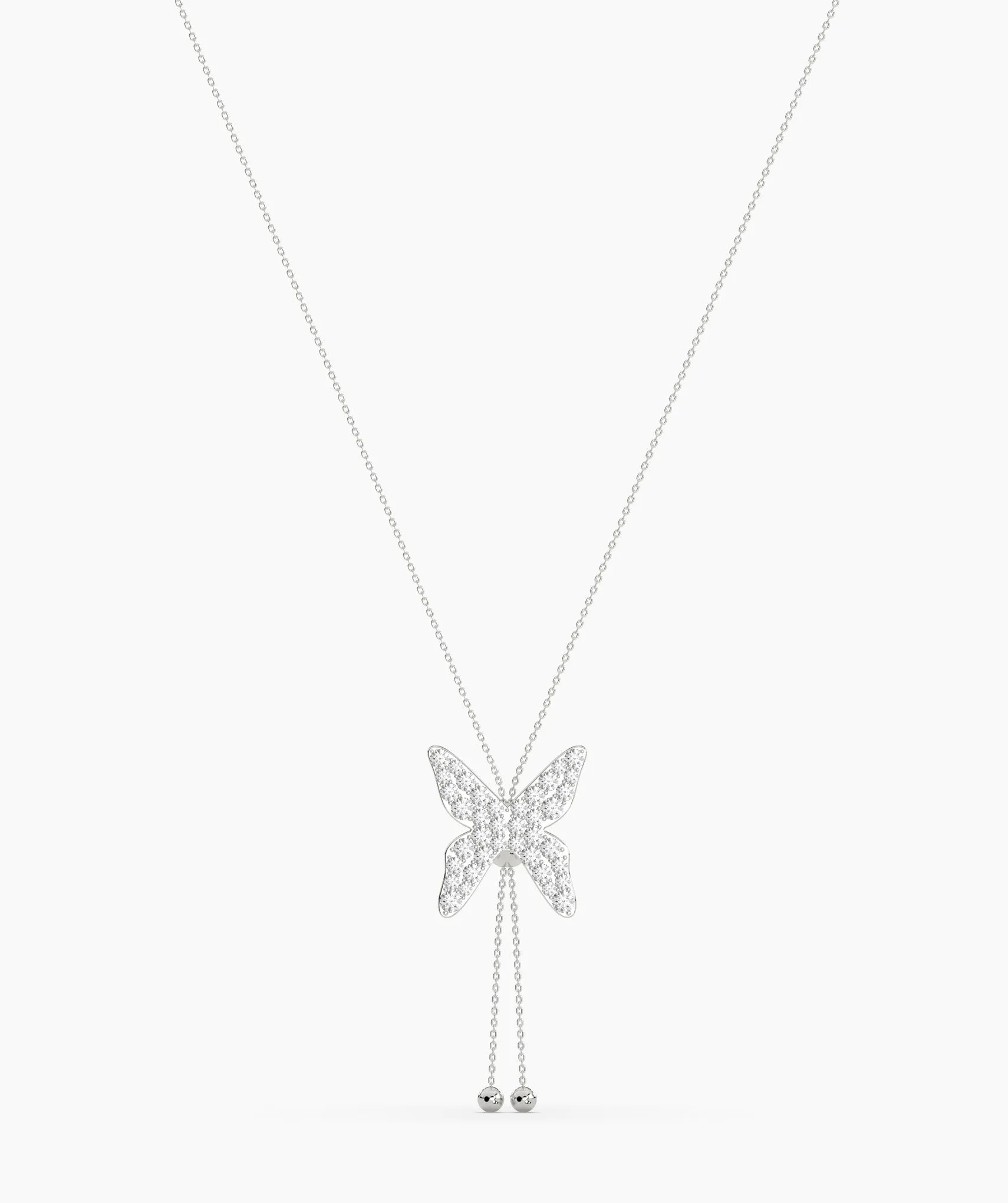 14K Gold Diamond Butterfly Lariat Necklace