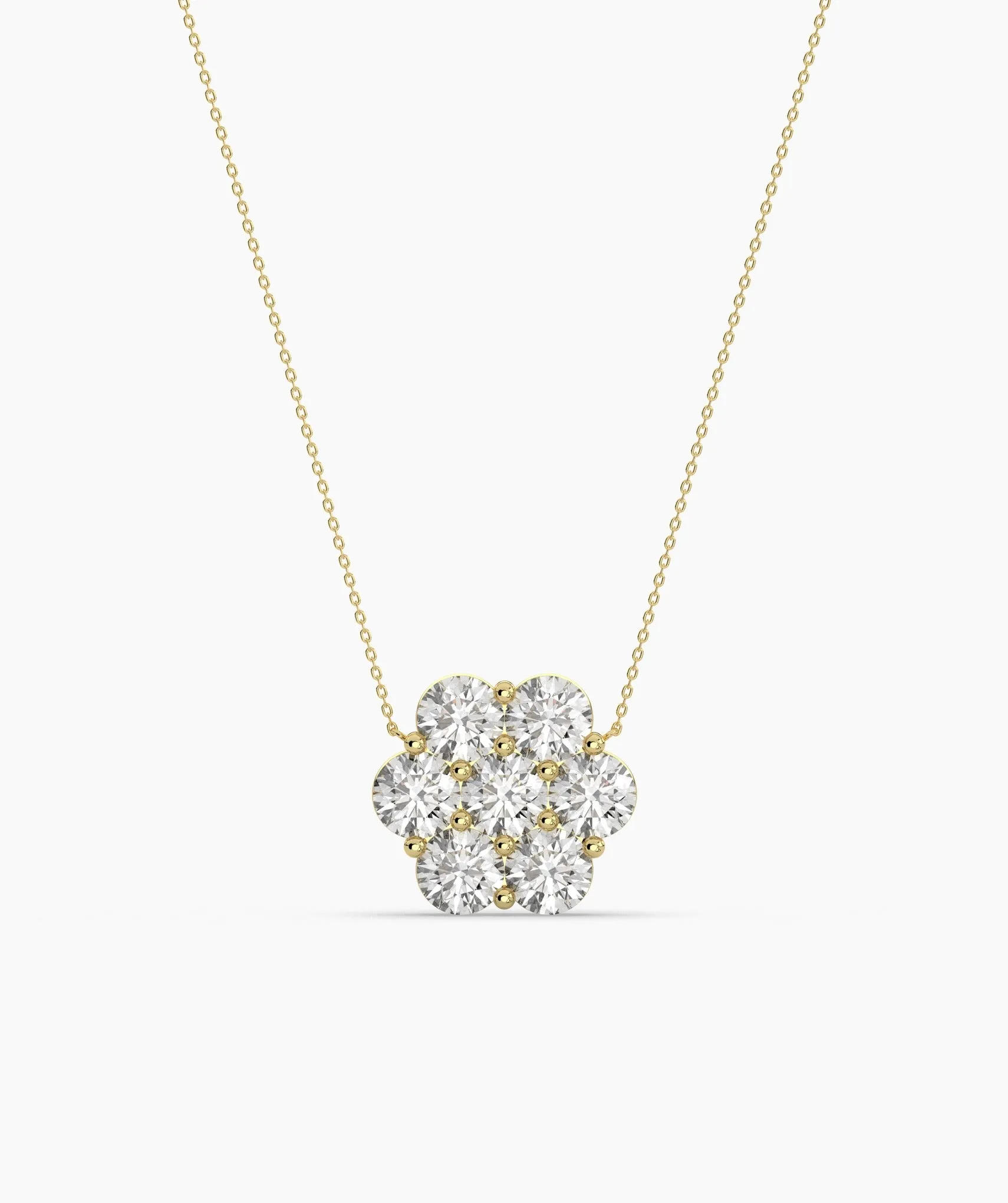 14K Gold Diamond Cluster Pendant