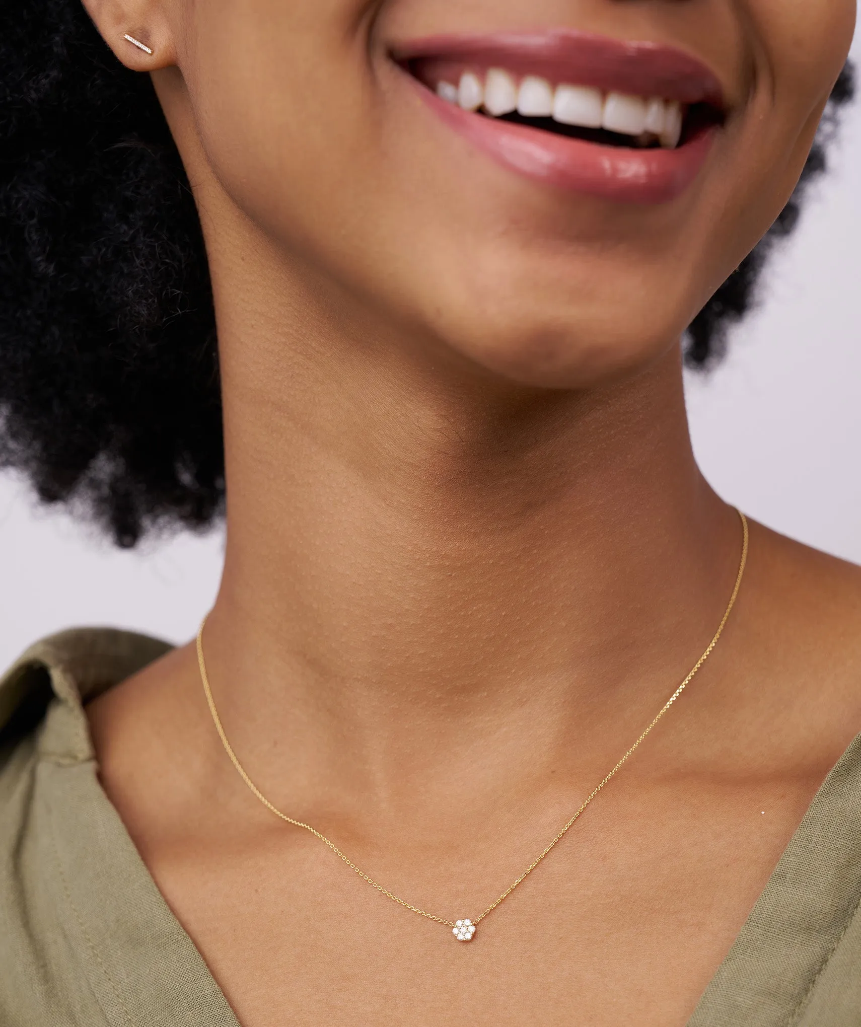14K Gold Diamond Cluster Pendant