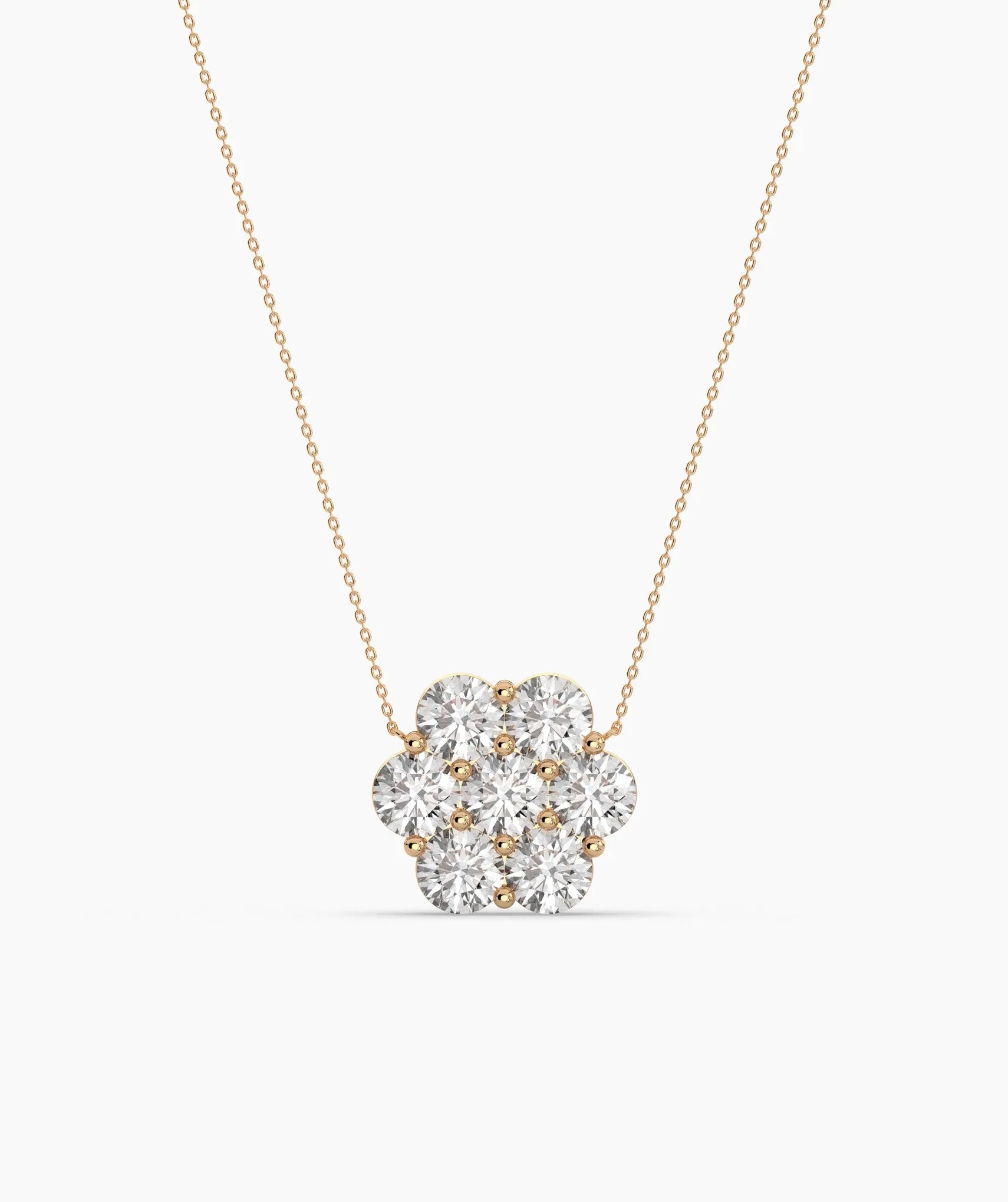 14K Gold Diamond Cluster Pendant