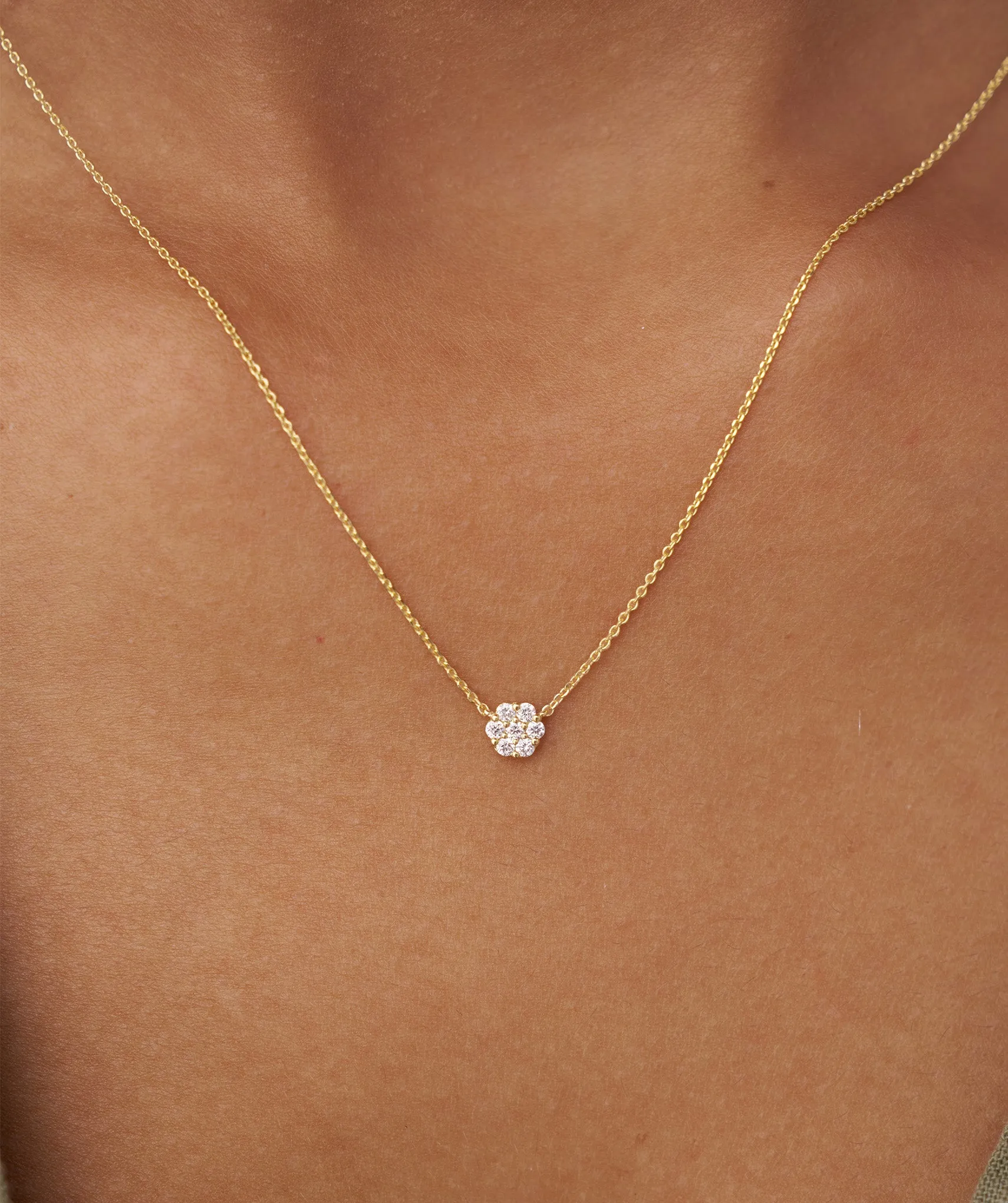 14K Gold Diamond Cluster Pendant