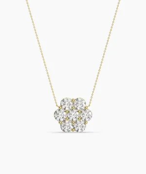 14K Gold Diamond Cluster Pendant