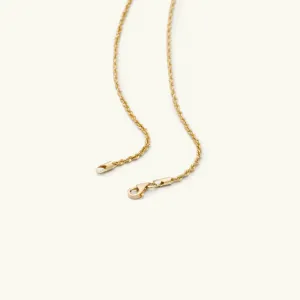 14K Gold Diamond Cut Rope Choker Necklace