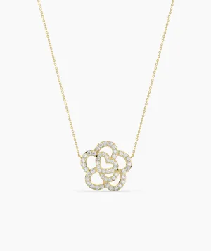 14K Gold Diamond Flower Necklace