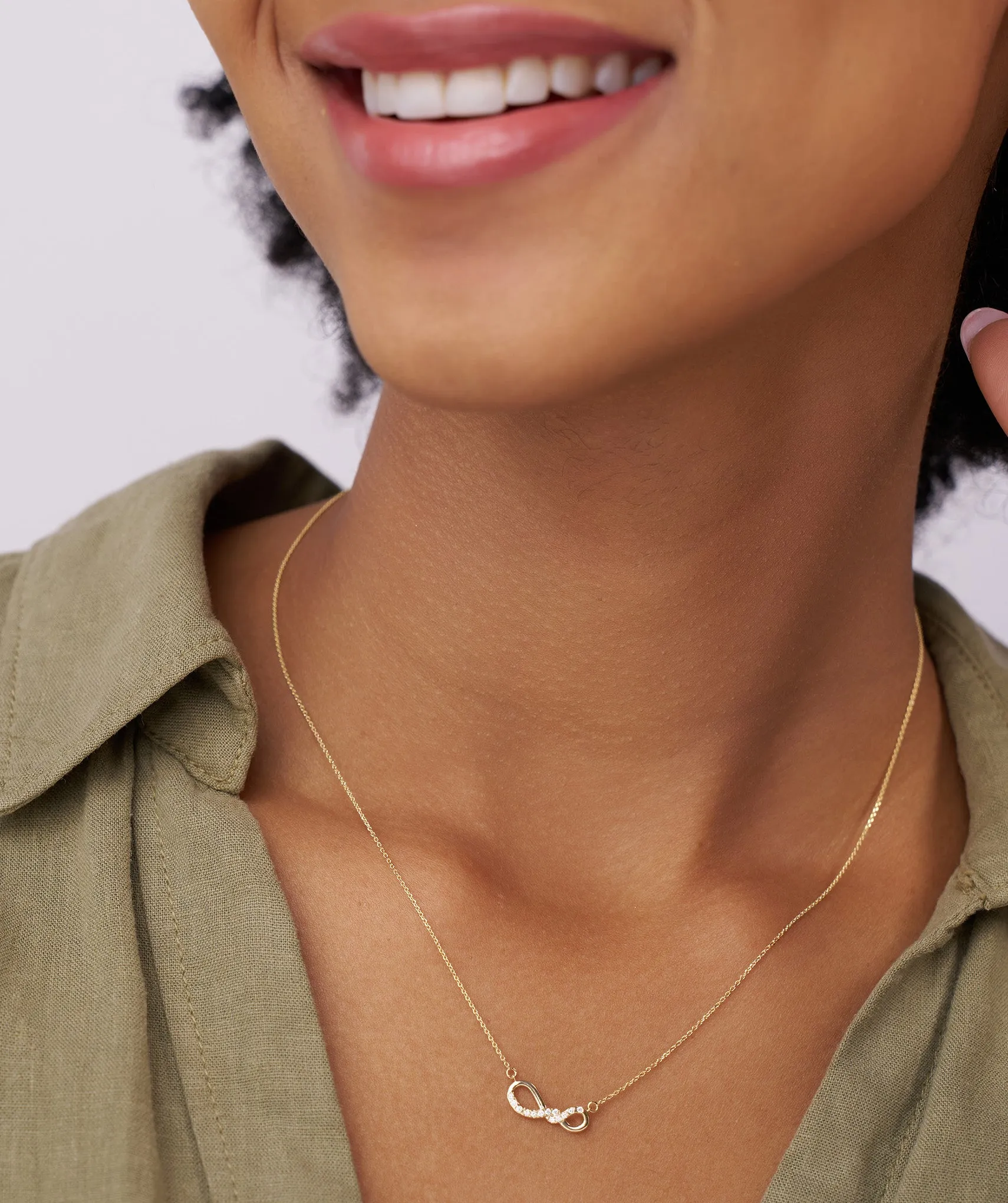 14K Gold Diamond Infinity Necklace