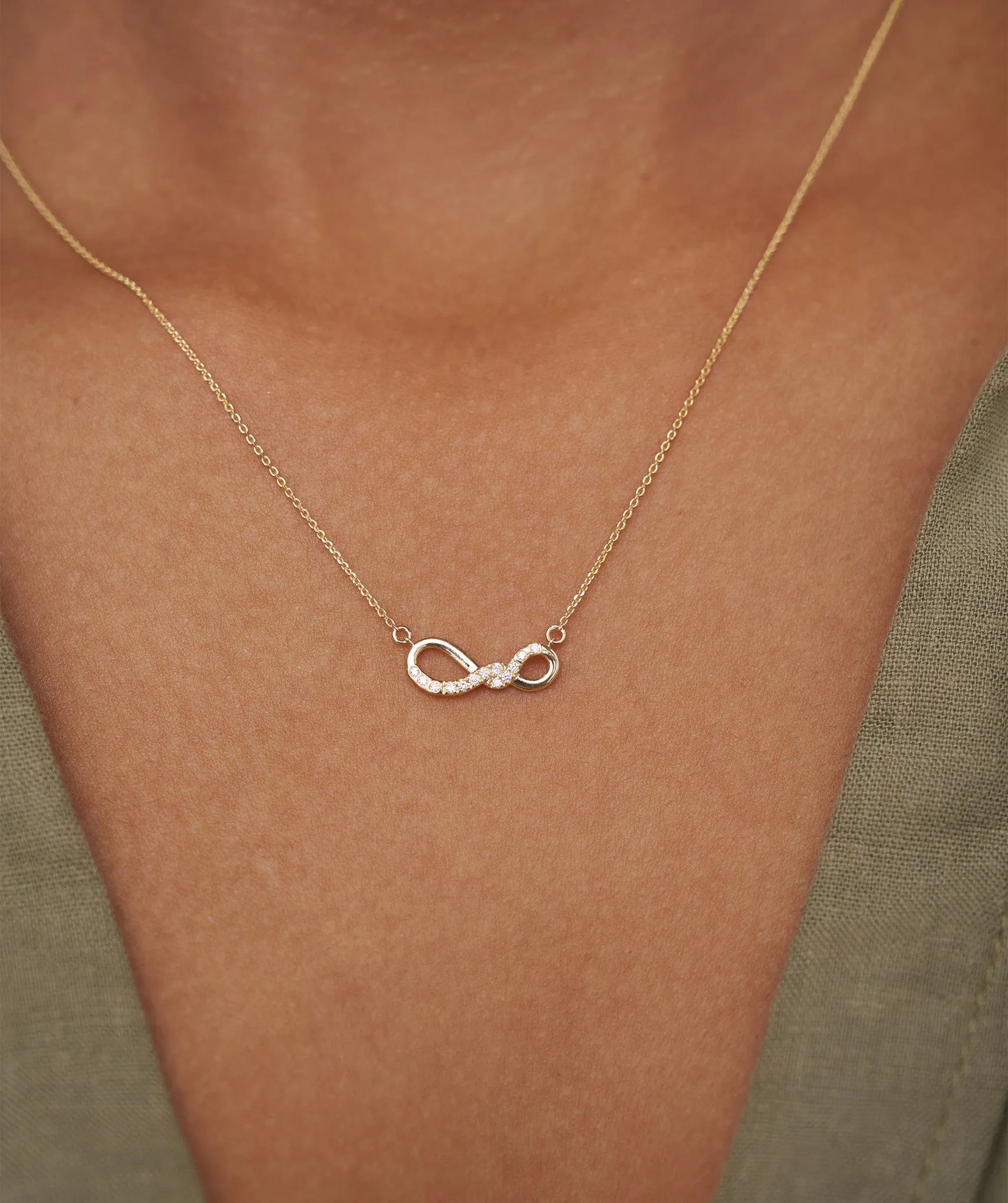 14K Gold Diamond Infinity Necklace
