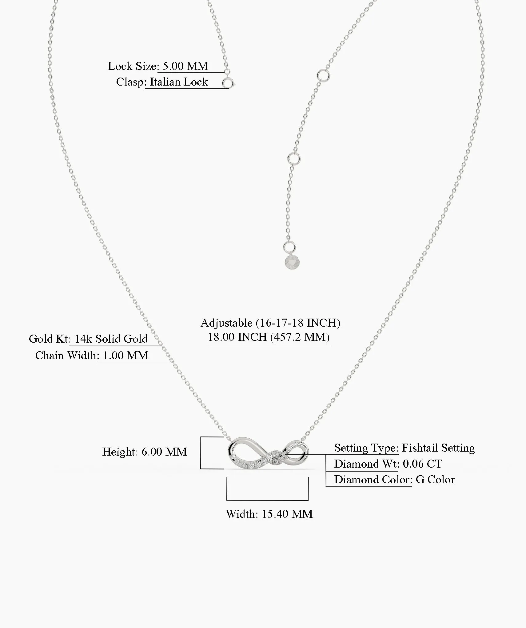14K Gold Diamond Infinity Necklace