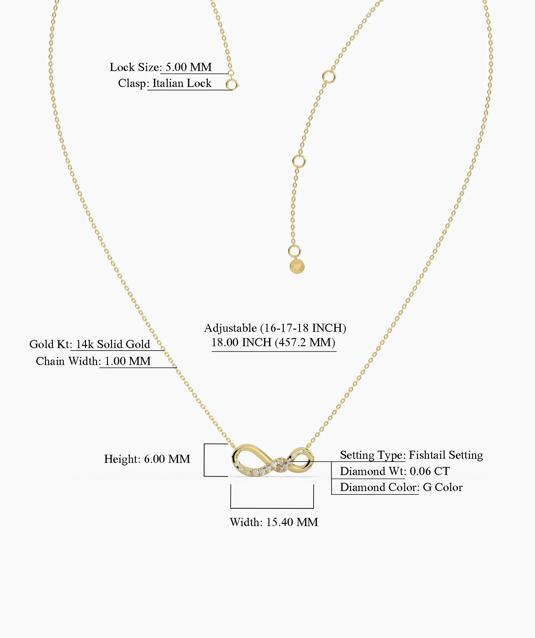 14K Gold Diamond Infinity Necklace