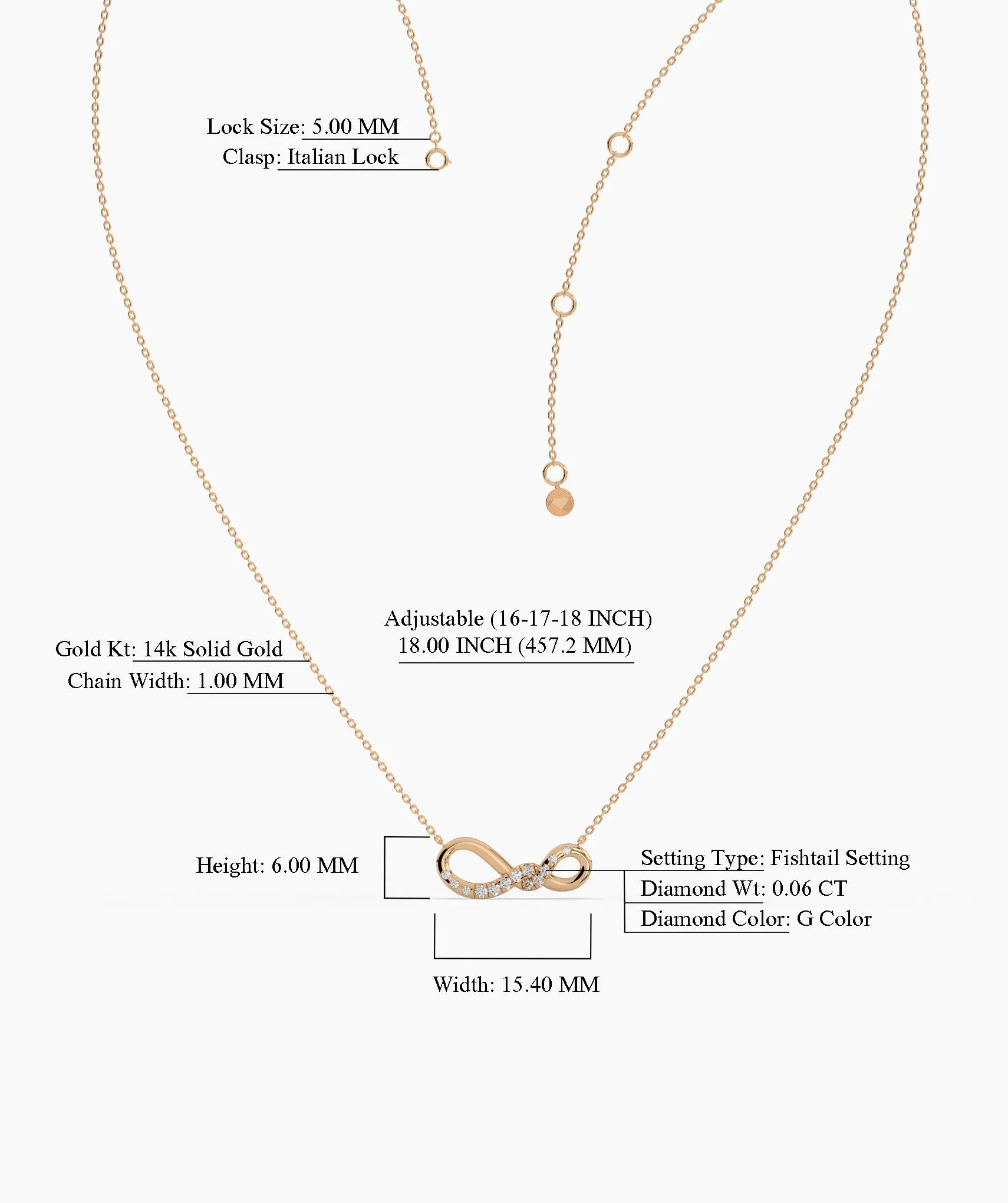 14K Gold Diamond Infinity Necklace