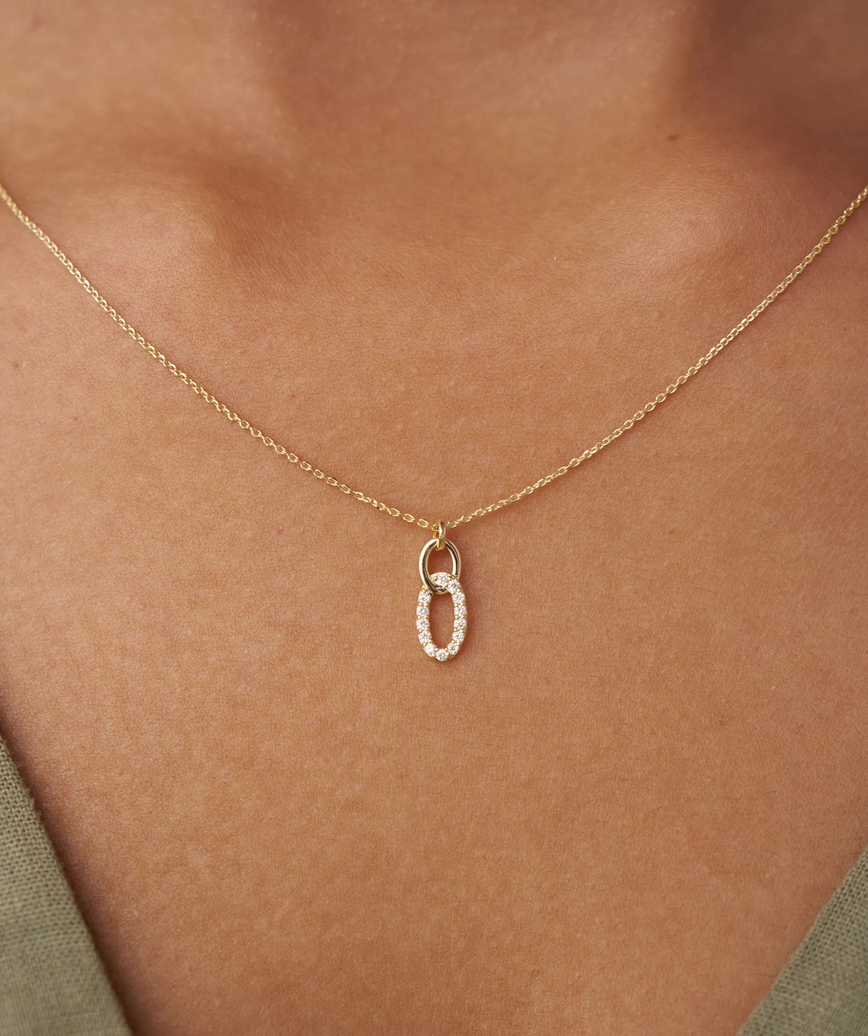 14k Gold Diamond Link Pendant
