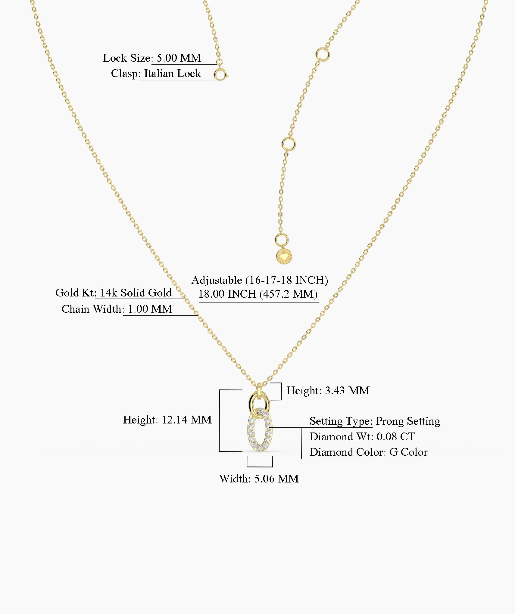14k Gold Diamond Link Pendant