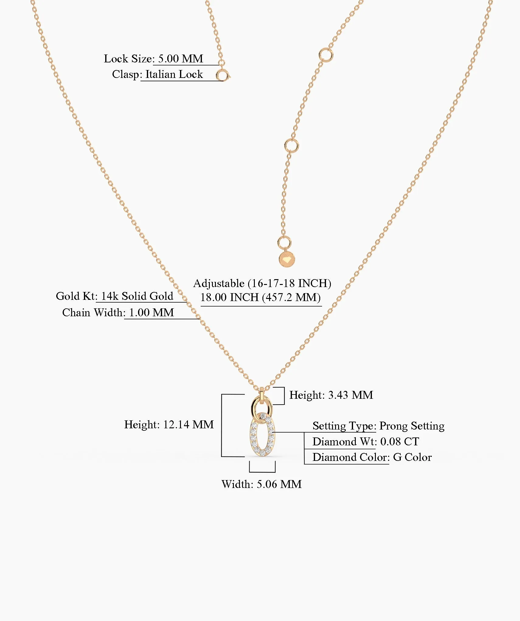 14k Gold Diamond Link Pendant