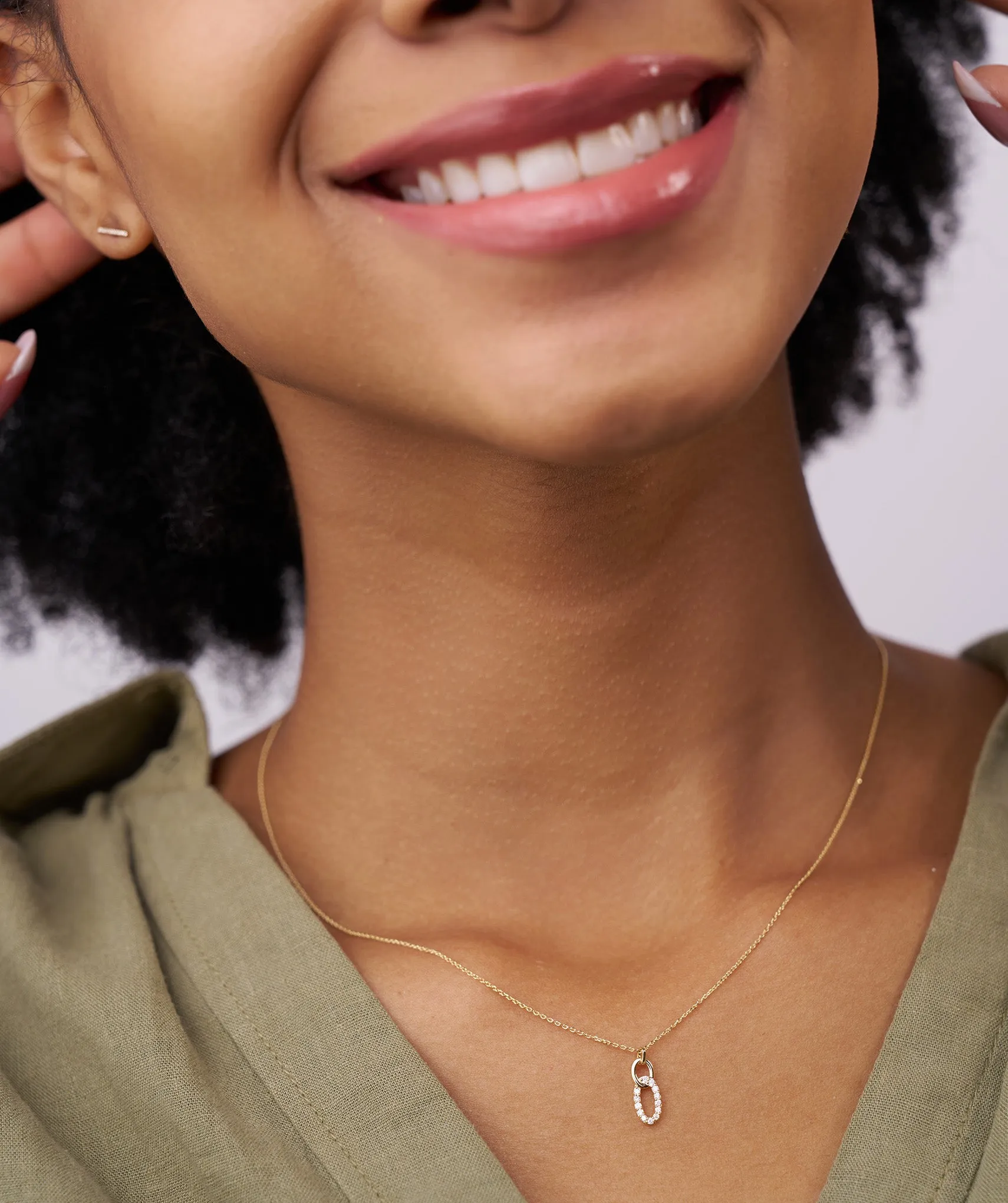 14k Gold Diamond Link Pendant