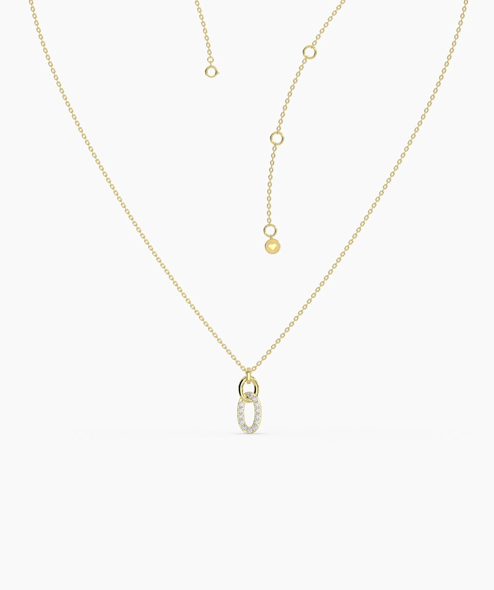 14k Gold Diamond Link Pendant