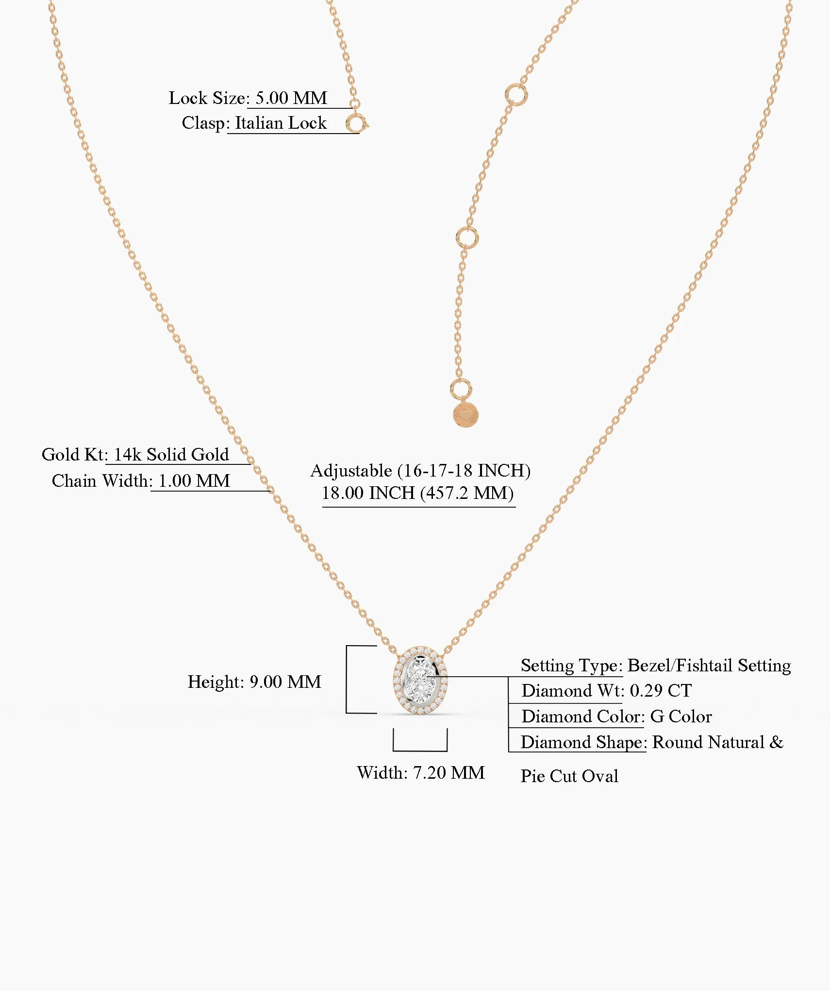 14K Gold Diamond Oval Halo Necklace