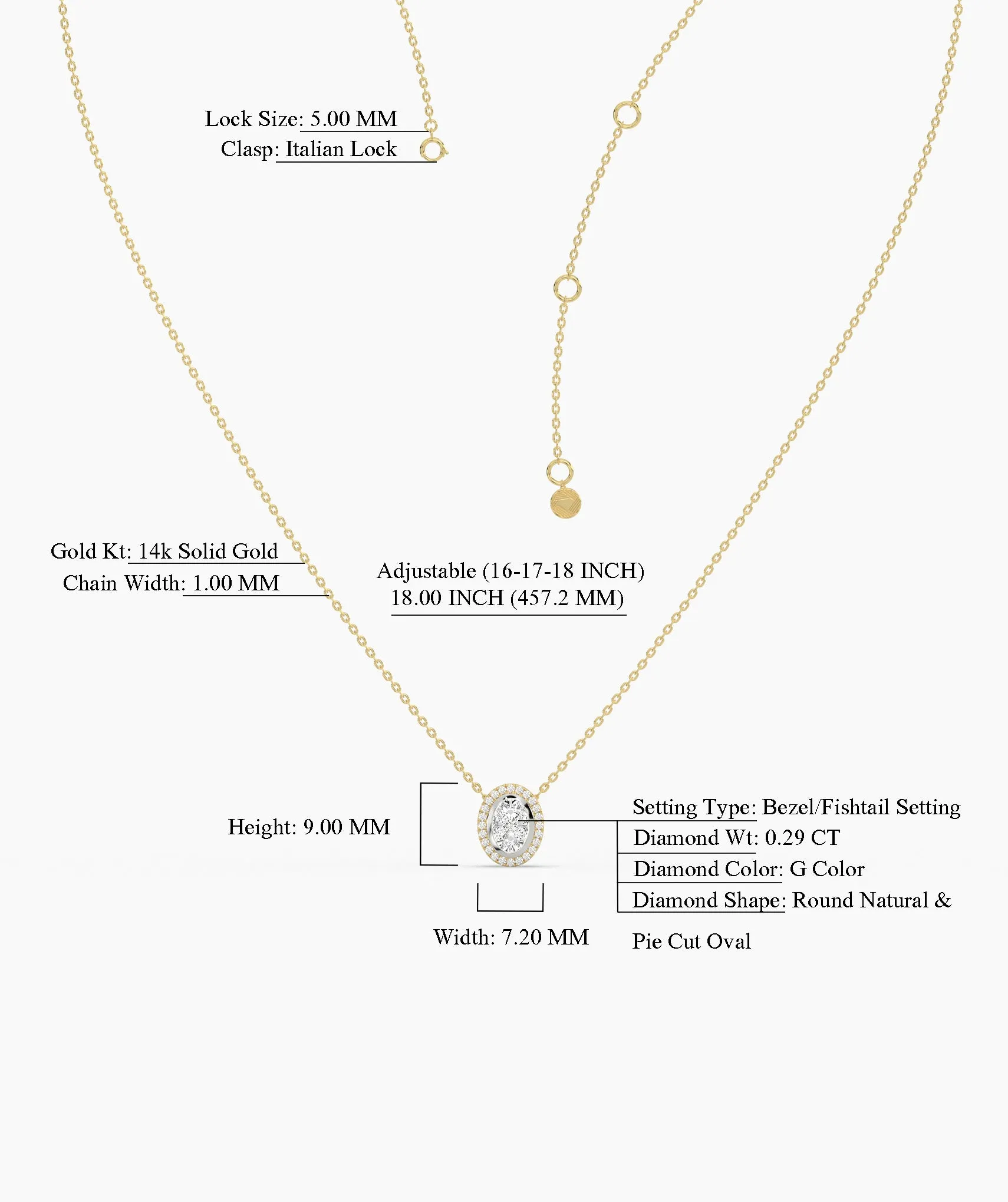 14K Gold Diamond Oval Halo Necklace
