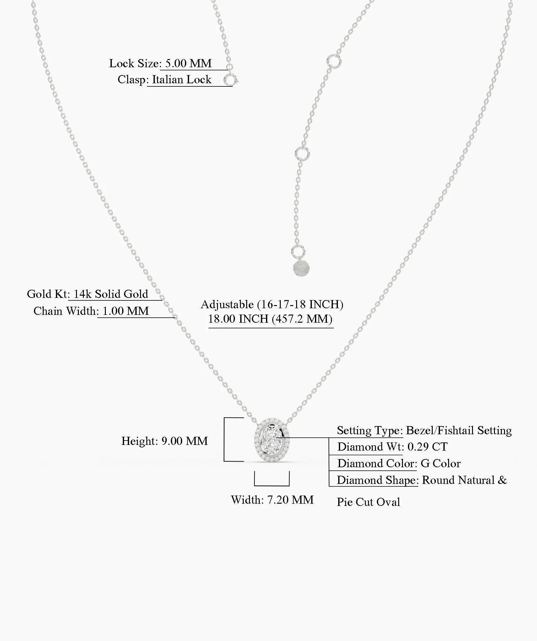 14K Gold Diamond Oval Halo Necklace