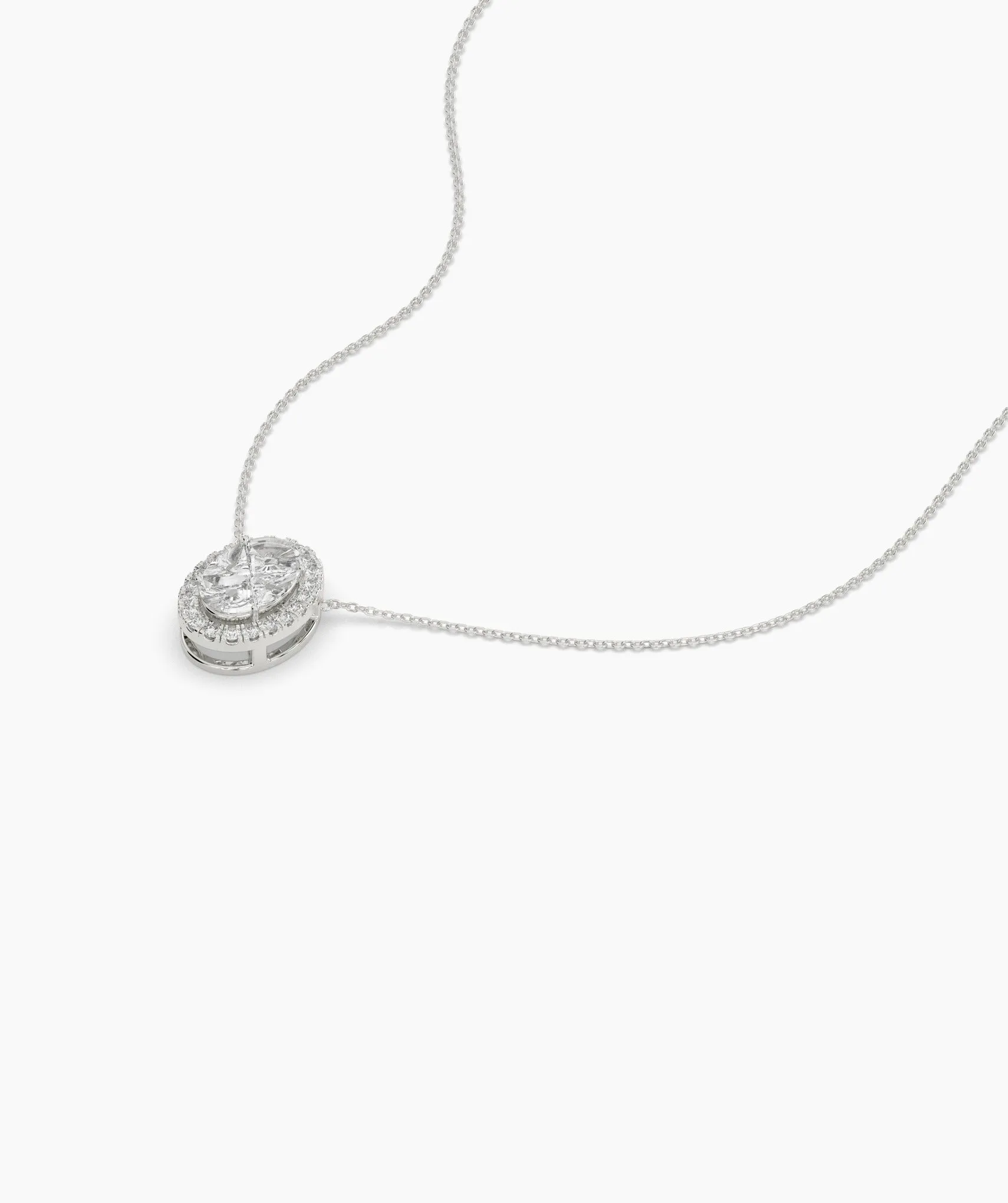 14K Gold Diamond Oval Halo Necklace