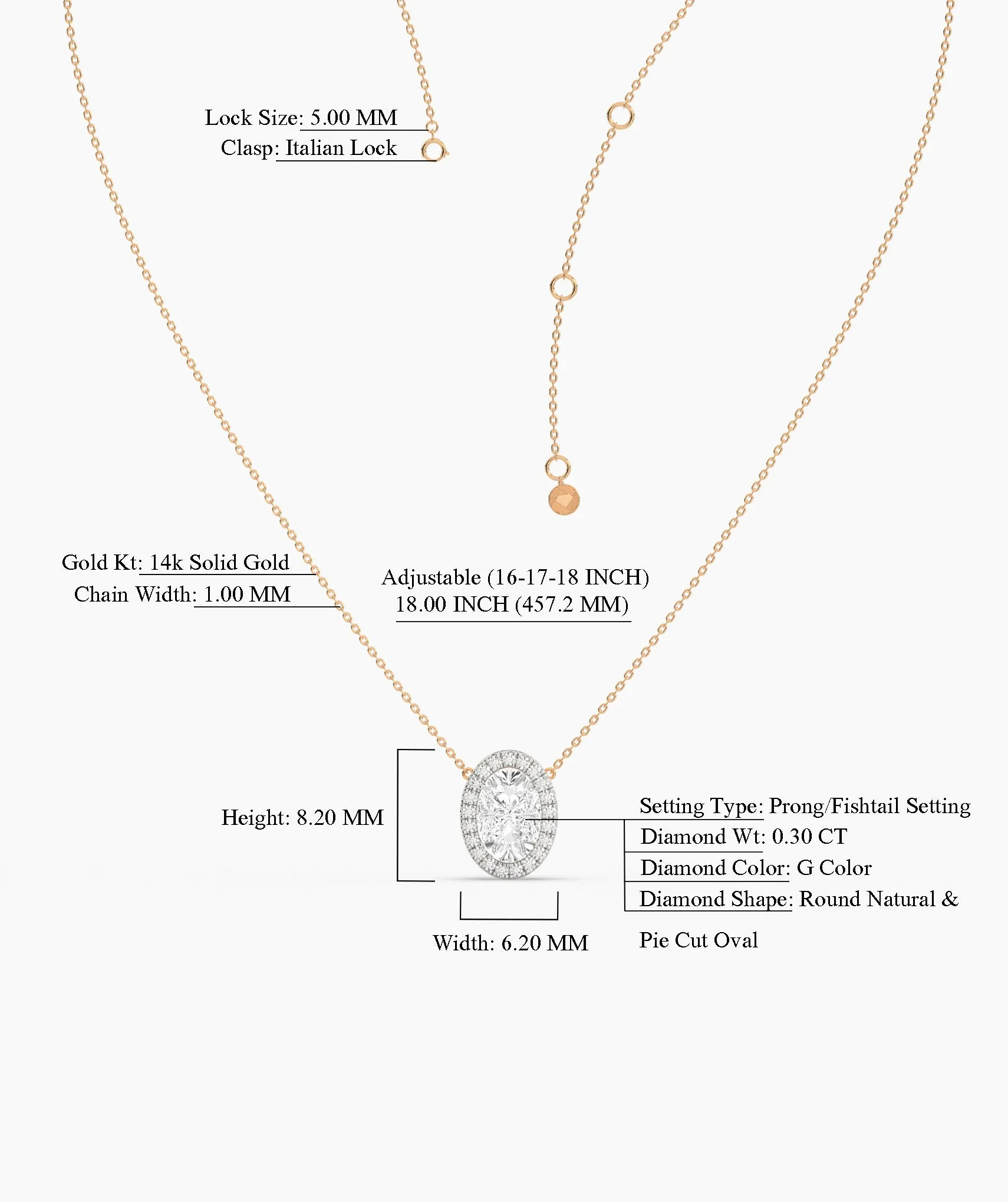 14K Gold Diamond Oval Halo Necklace