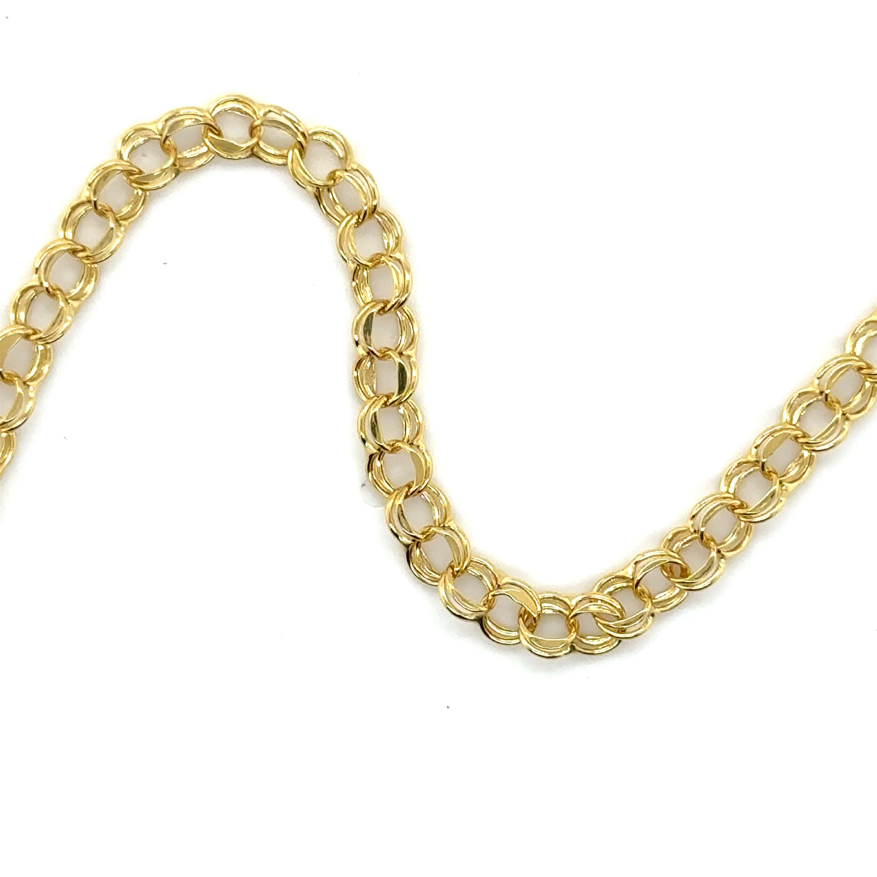 14K Gold Double Link Charm Bracelet