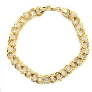 14K Gold Double Link Charm Bracelet