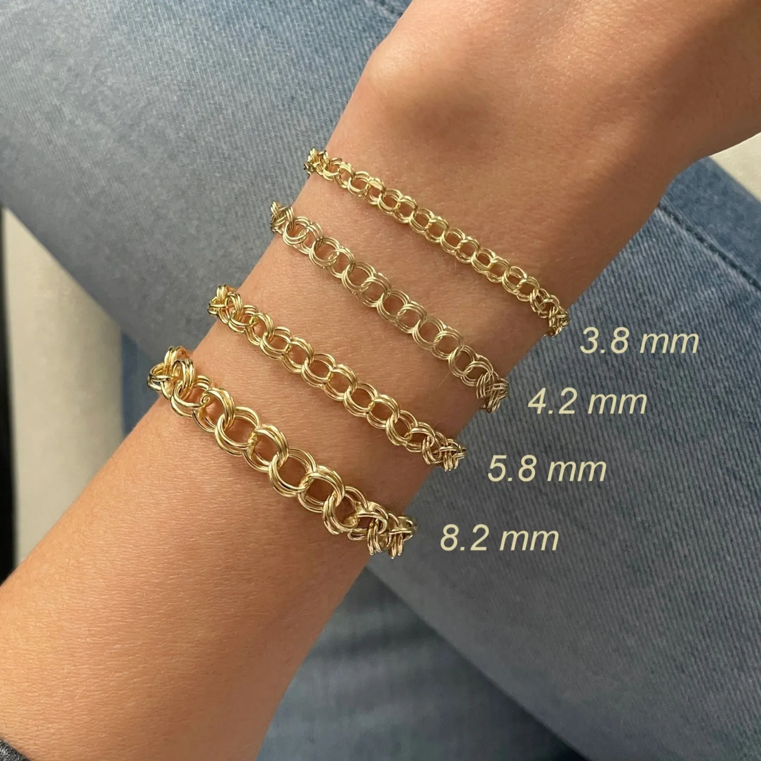 14K Gold Double Link Charm Bracelet