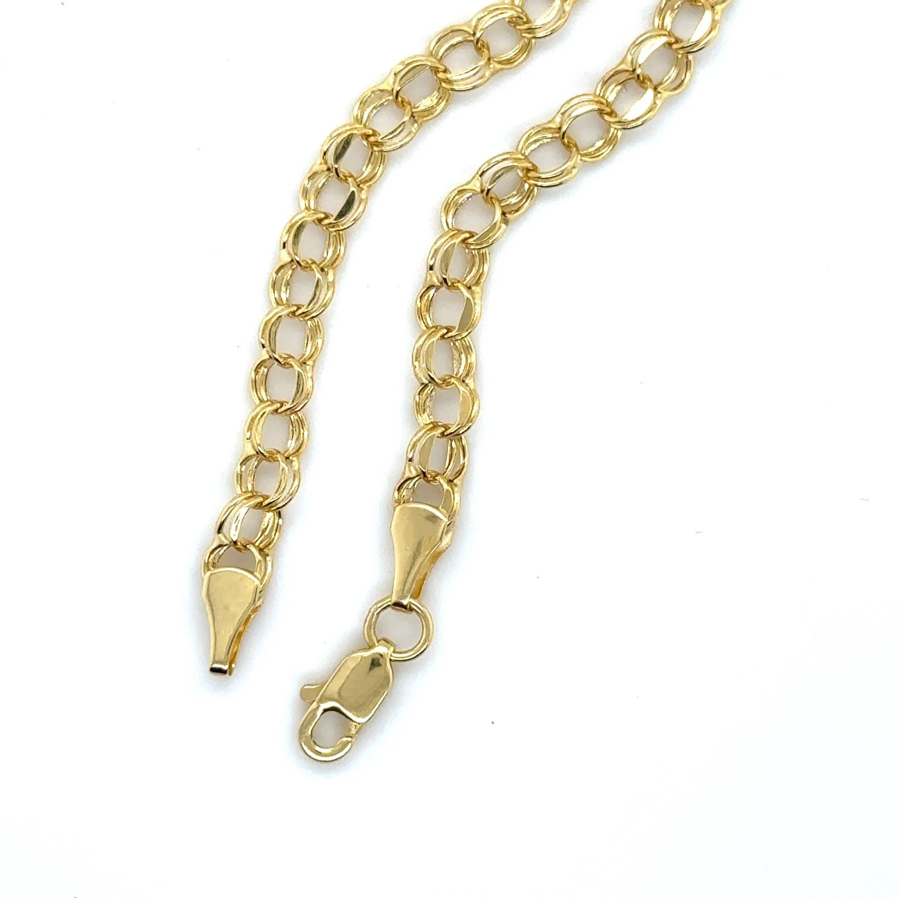 14K Gold Double Link Charm Bracelet