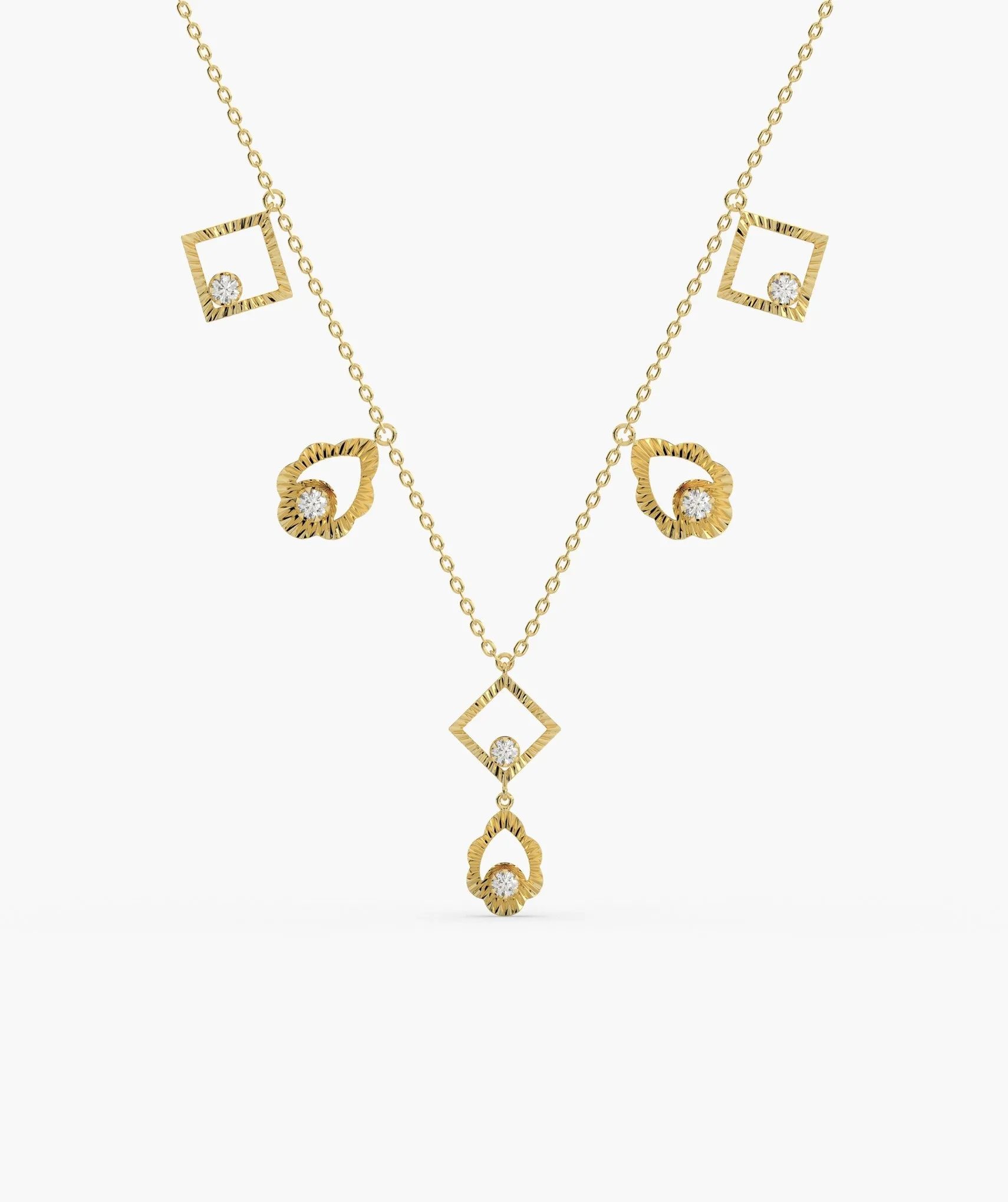 14K Gold Geometric Charm Necklace