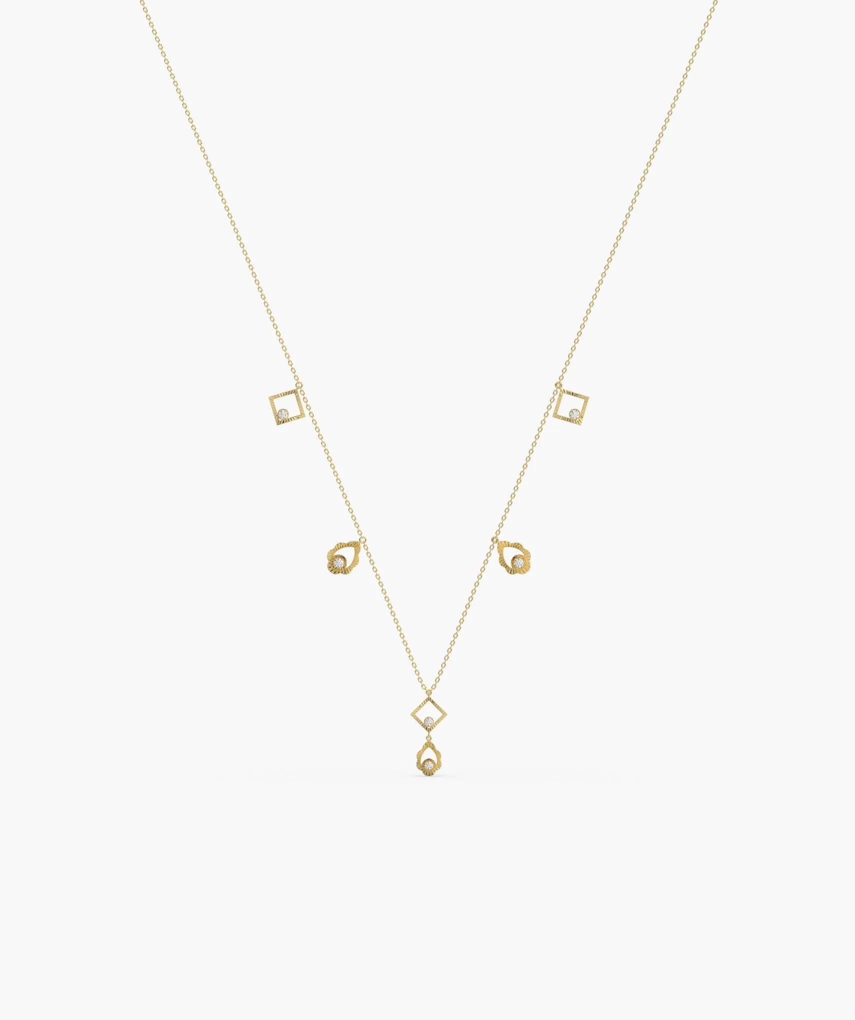 14K Gold Geometric Charm Necklace
