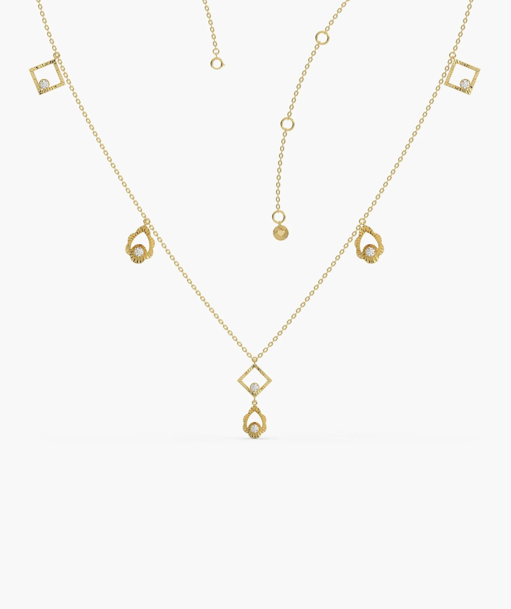 14K Gold Geometric Charm Necklace