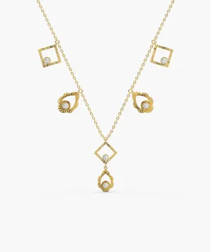 14K Gold Geometric Charm Necklace