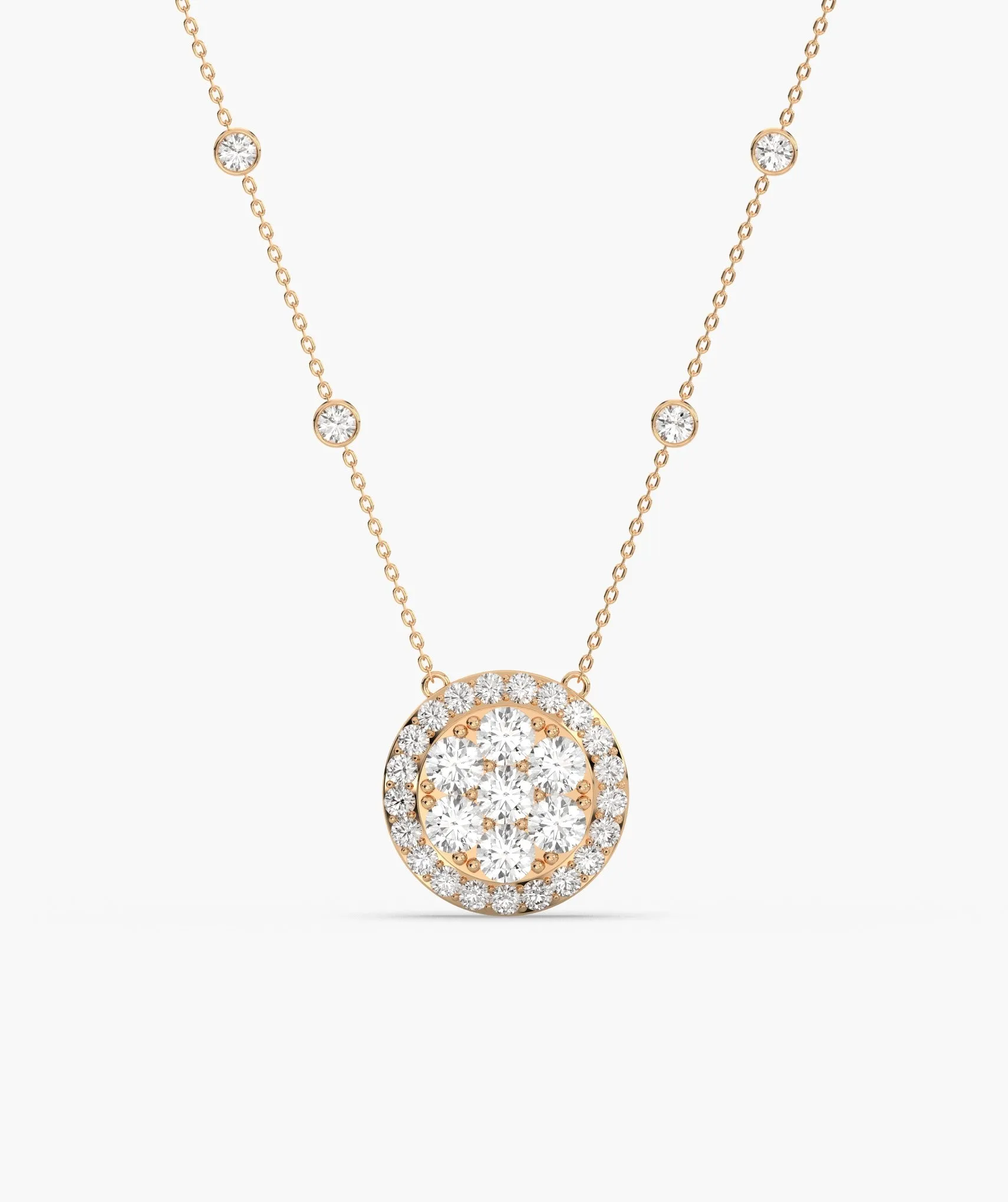 14K Gold Glitter Circle Pendant
