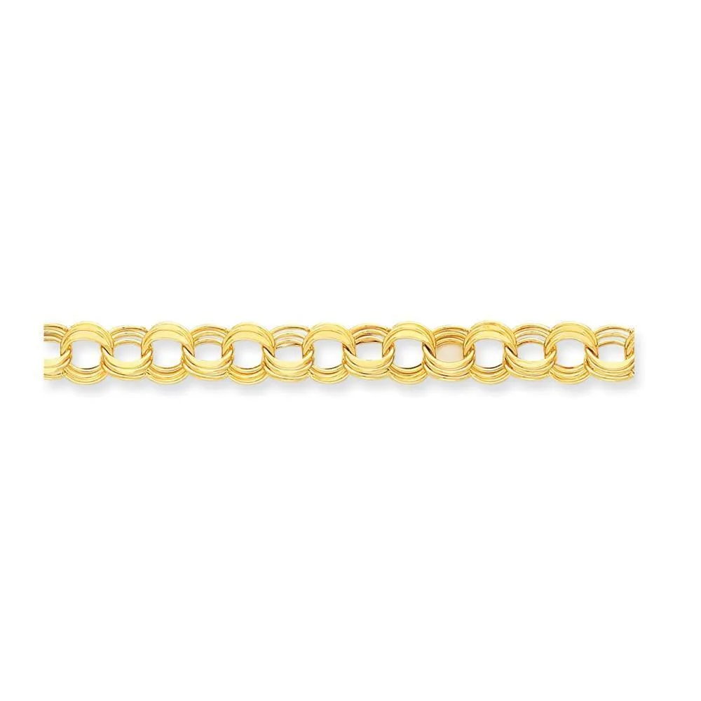 14k Gold Lite Triple Link Charm Bracelet
