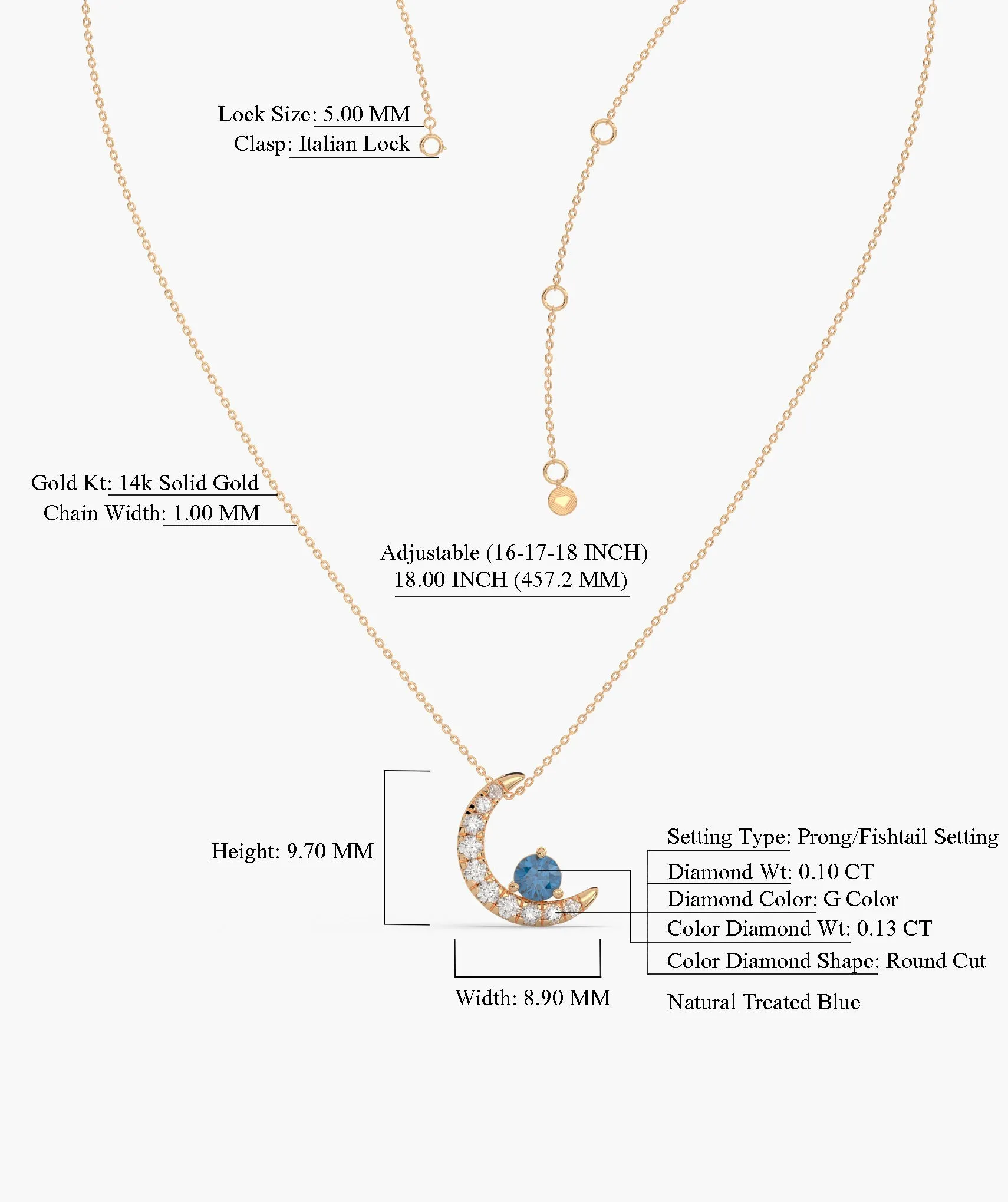 14K Gold Starry Moonlight Pendant