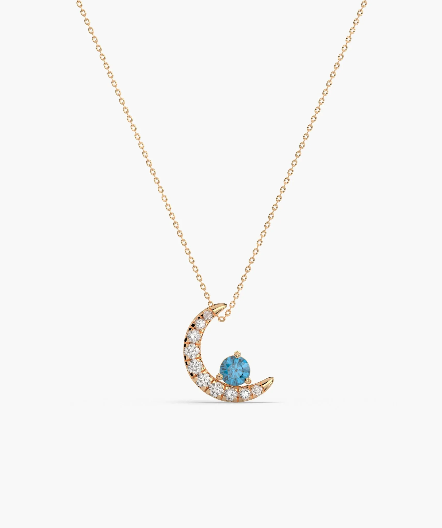 14K Gold Starry Moonlight Pendant