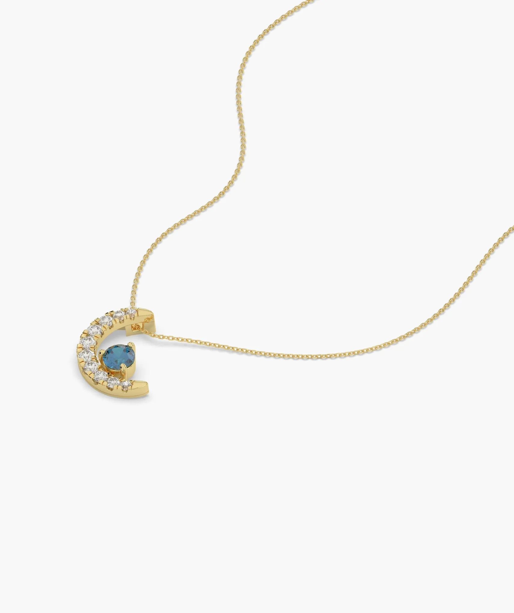14K Gold Starry Moonlight Pendant