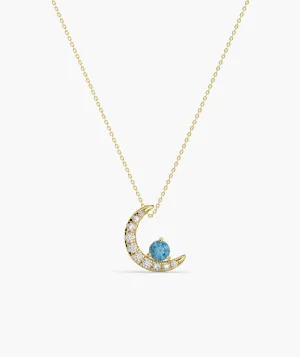 14K Gold Starry Moonlight Pendant
