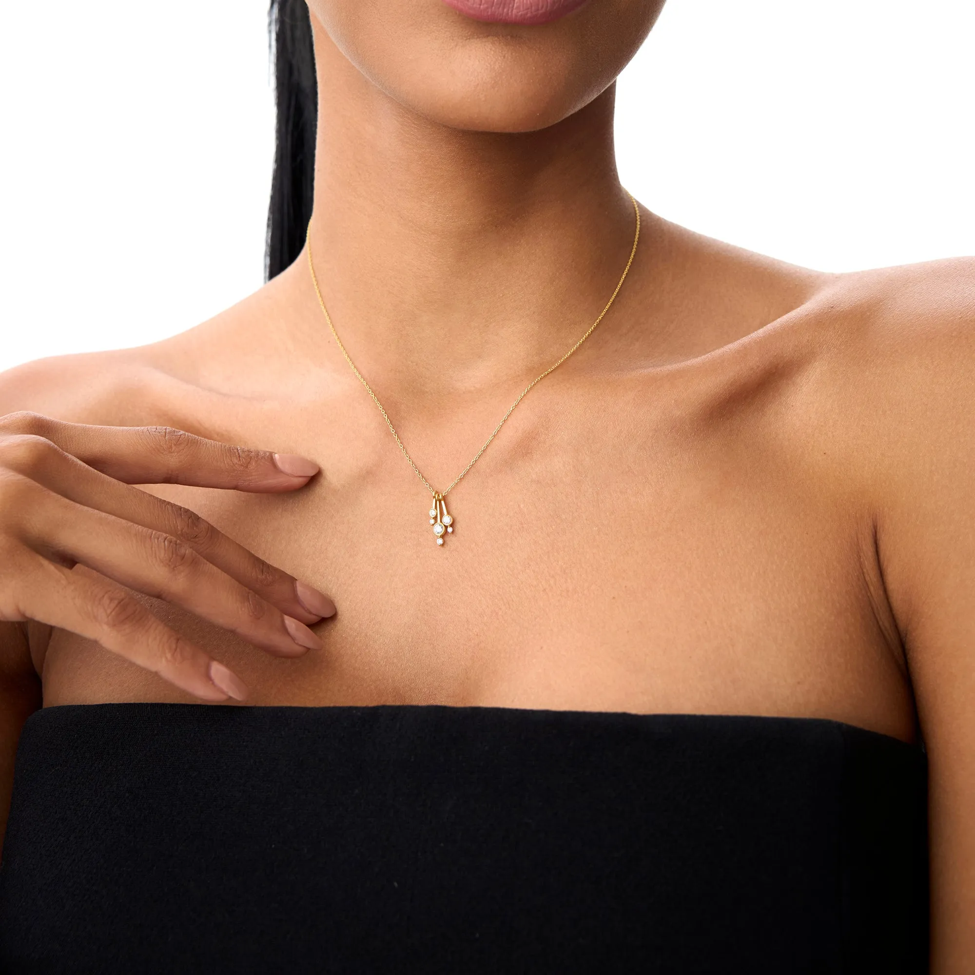 14k Multi Bezel Set Diamond Pendant