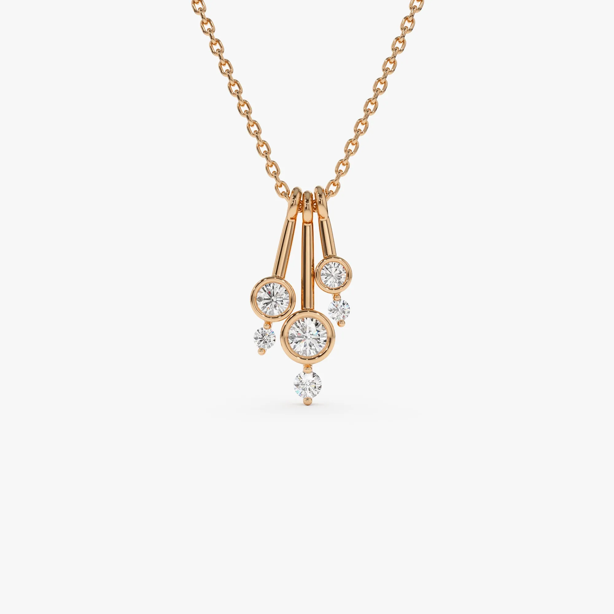 14k Multi Bezel Set Diamond Pendant