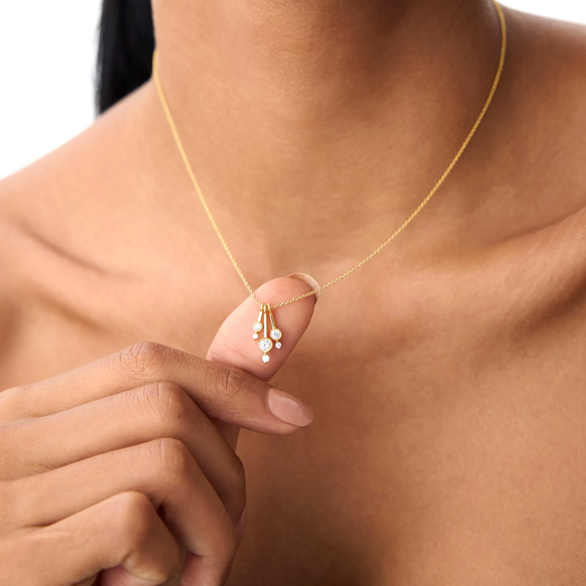 14k Multi Bezel Set Diamond Pendant