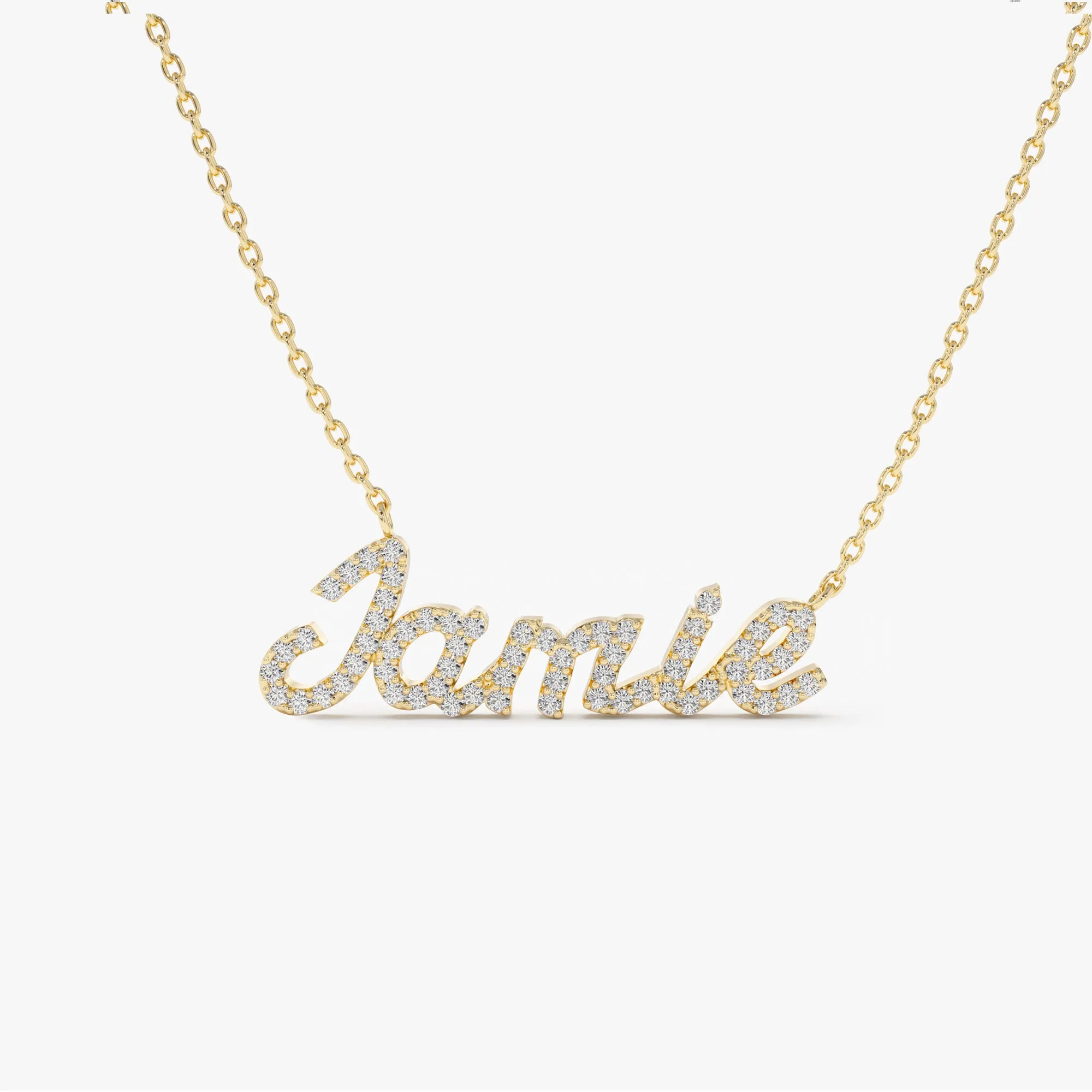 14k Personalized Diamond Name Necklace